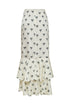 Sevilla Martellato Silk Skirt / Ivory - Black Polka Palms